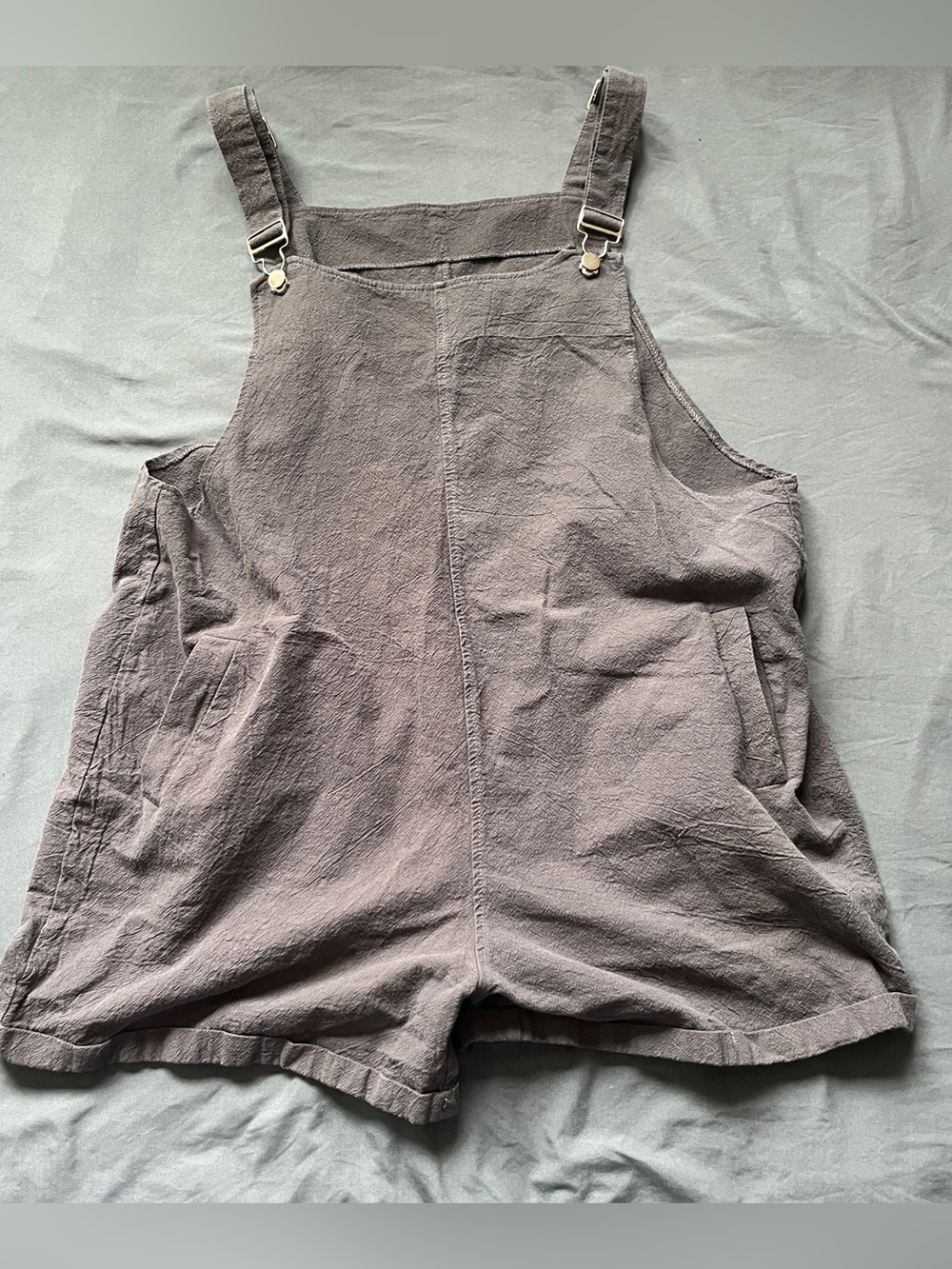 Women Shorts Overall Grey Pockets Cotton Linen Summer Wide Leg Shorts Romper XXL